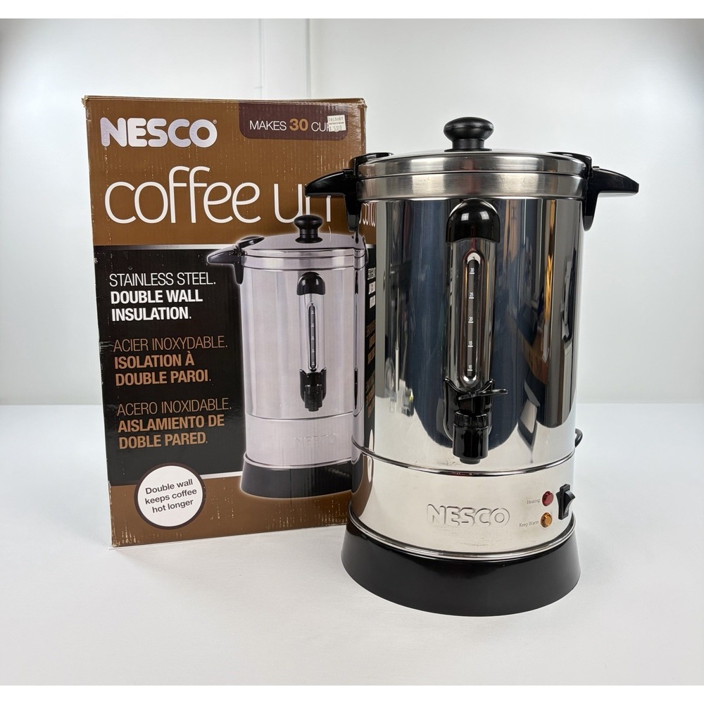 Nesco CU-30 Stainless Steel 30 Cup Coffee Urn Percolator Dispenser In Box